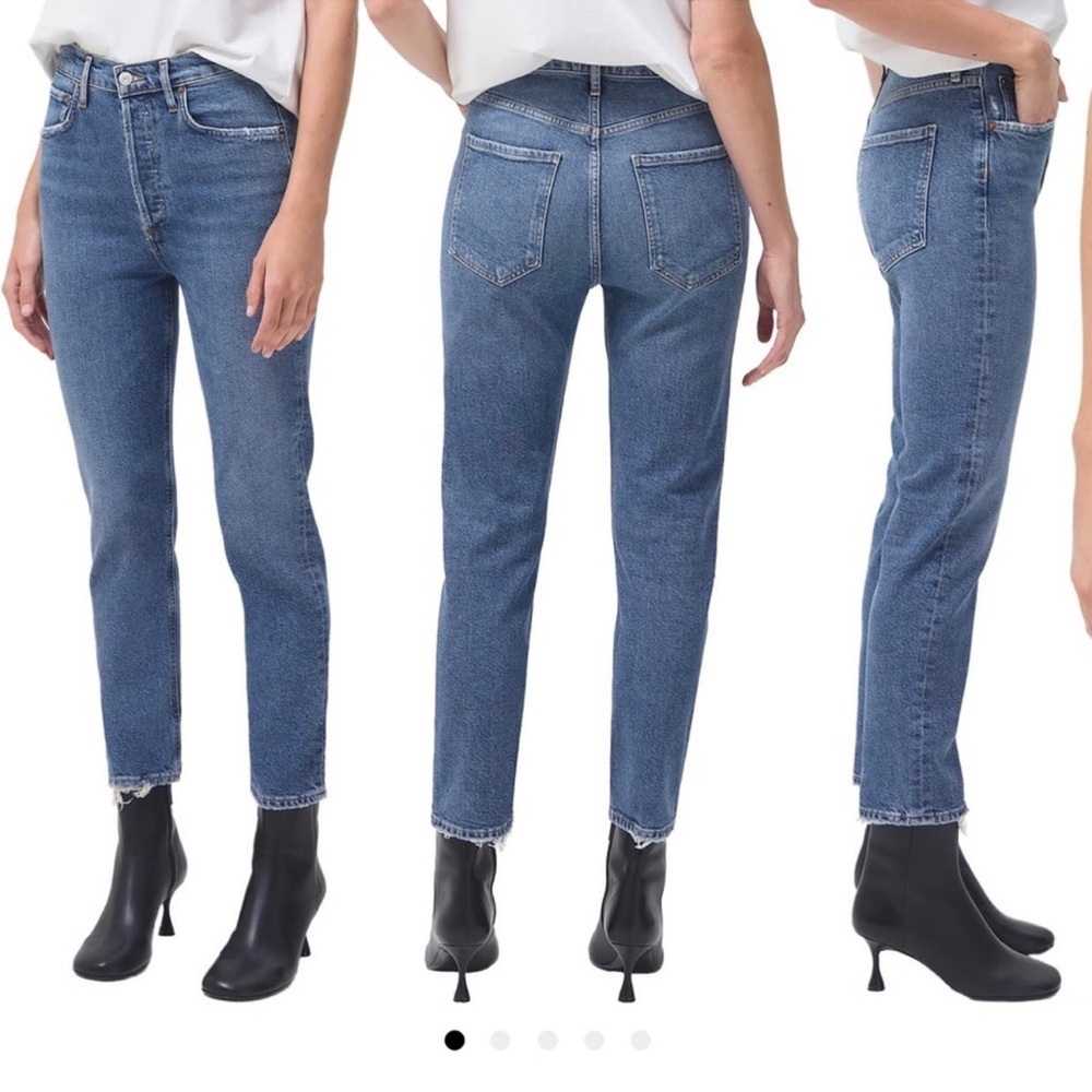 NEW AGOLDE Riley High Rise Crop Straight Leg Jeans in Silence Sz 34